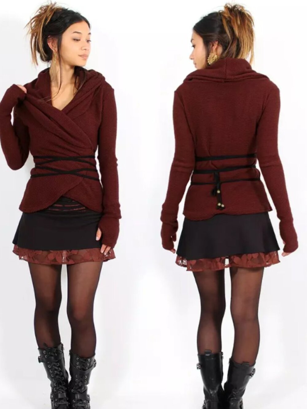 “Plume” wrap front pullover by Yggdrazil  Medium